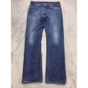 Levis 501 Jeans Mens 36x34 Blue Distressed Denim Straight Leg Button Fly